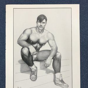 Art Page/Print TOM of FINLAND Art Book - Retrospective #2 1989 Nipple Ring TF184